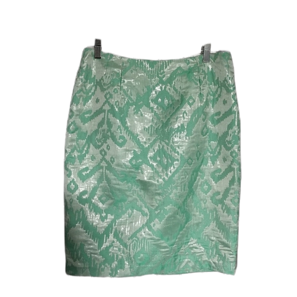Sunny Leigh Light Green and White Metallic Sheen Pencil Skirt sz 10